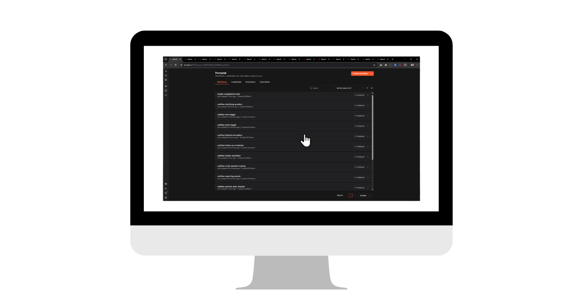 Brisk screenshot 2 showing workflow list and status.